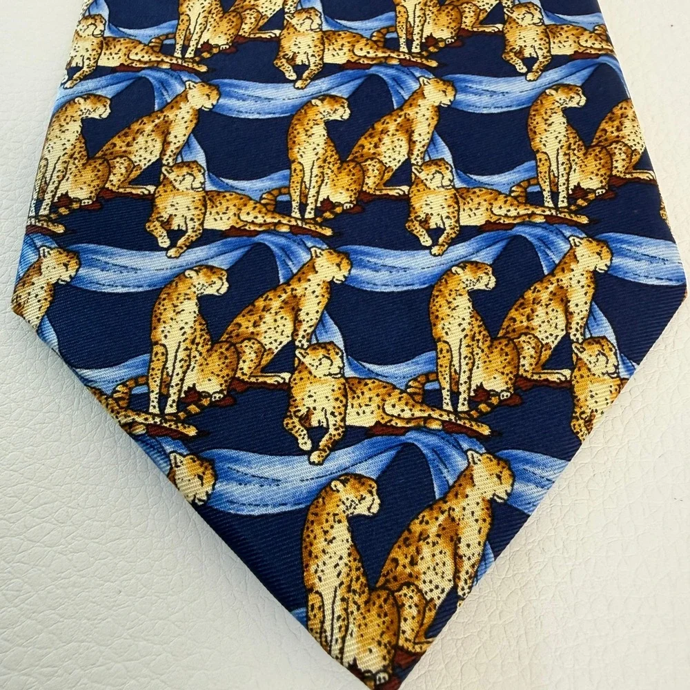 Richel Cheetah Endangered Species Limited Edition Silk‎ Tie Mens Necktie 58x3.5